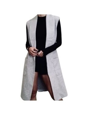 JOIE Long Open Front Duster Vest Sleeveless Cardigan Large Pockets Women’s XL